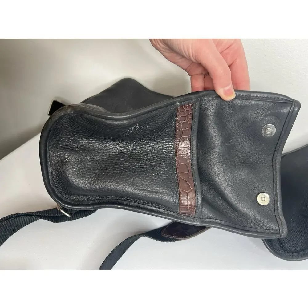 Brighton Backpack Purse Leather Two Tone Brown Black